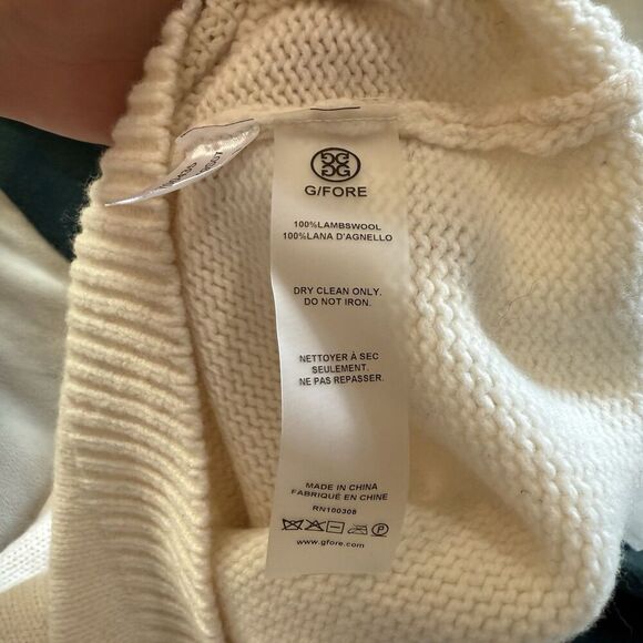 G/FORE Women’s 100% Lambswool Turtleneck Sweater Green White Colorblock Medium - Picture 8 of 9